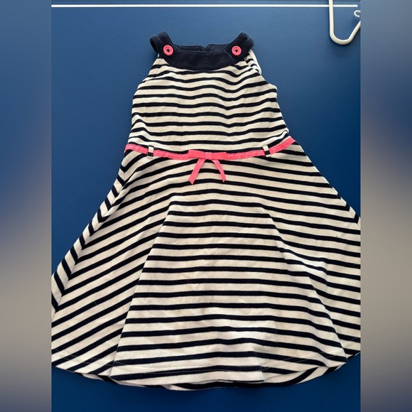 Hartstrings navy and White Striped Dress with Pink Trim sz 5 - Picture 1 of 4